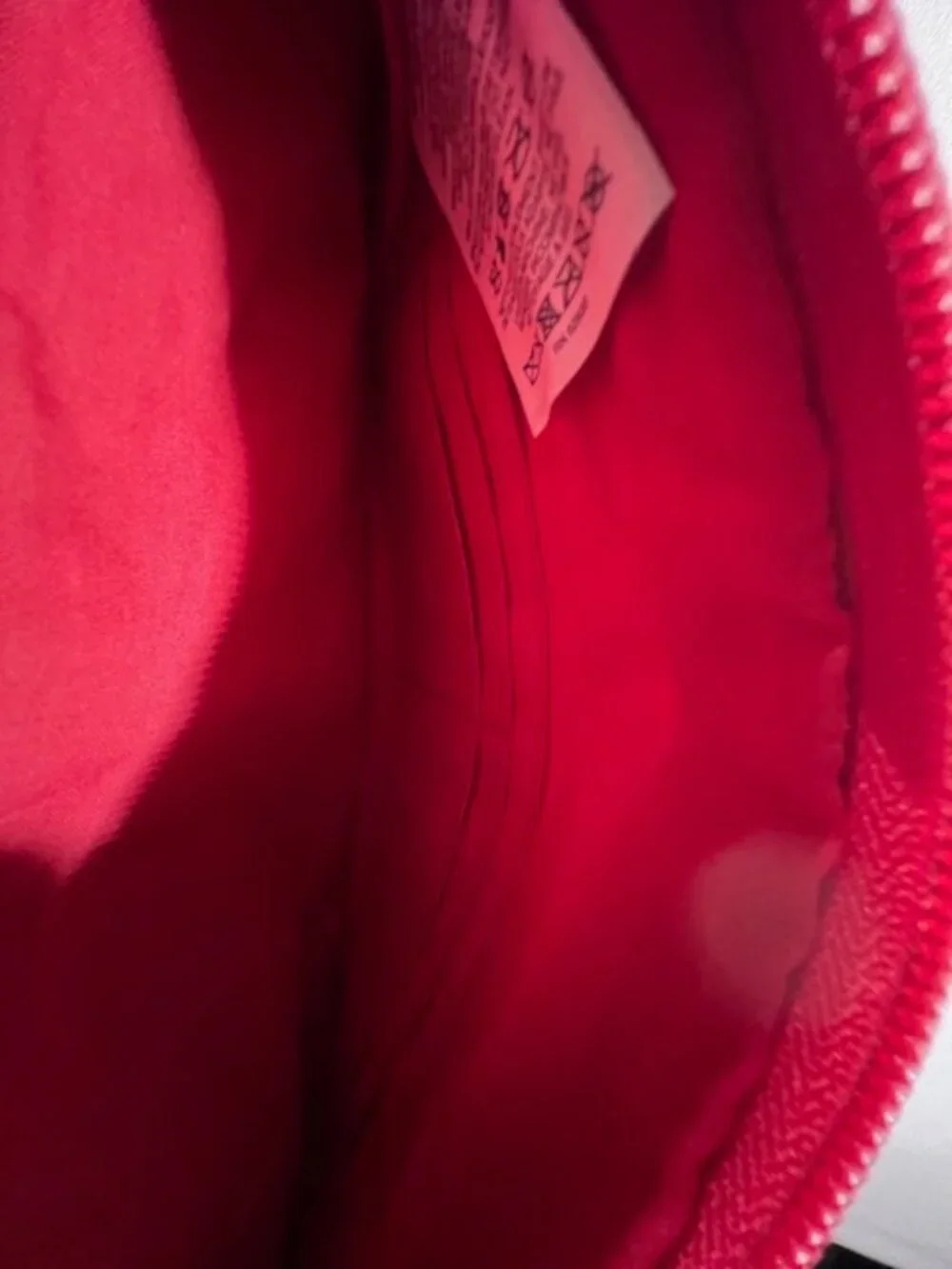 LANDS' END Needlepoint Geometric‎ Nordic Pouch Red and White Velvet back